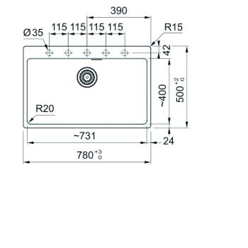 Franke Fragranitbecken MRG 610-73 A Steingrau Druckknopf Edelstahl
